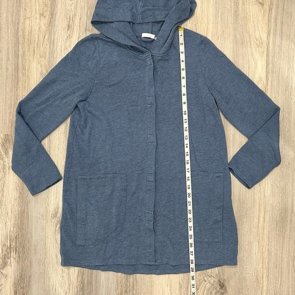 Pure J Jill Hooded Cardigan Sweater Tunic Blue Long Sleeve Pockets Snap Size S - Picture 2 of 8